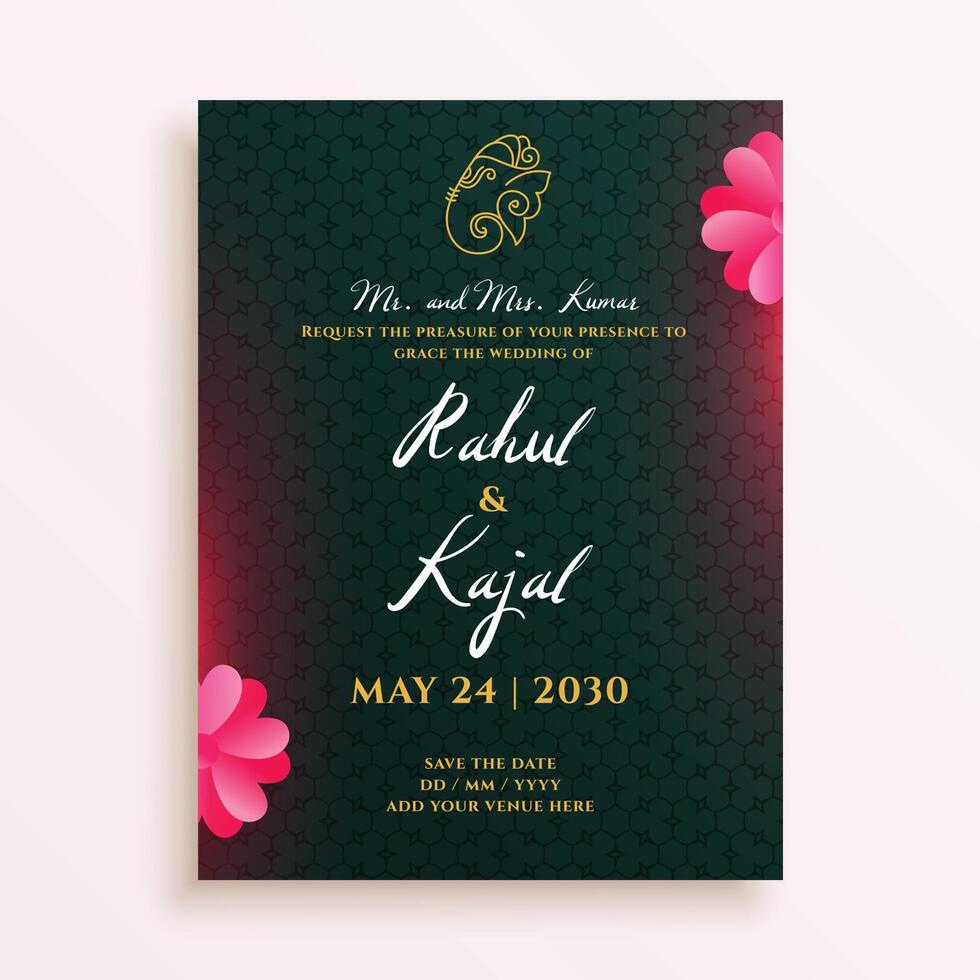flower indian wedding card lovely design vector