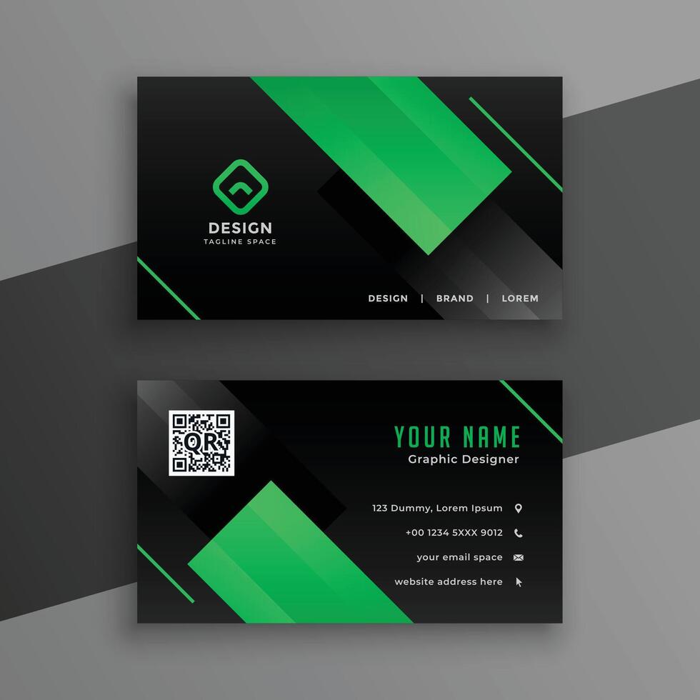 green and black modern business card design vector