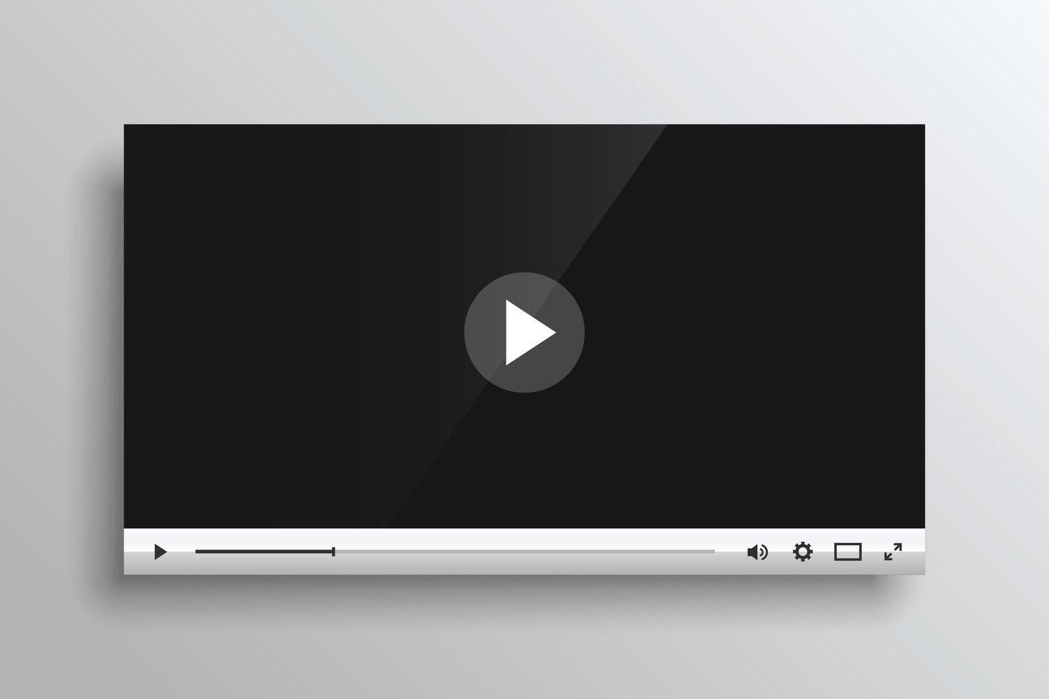 glossy white video player template design vector