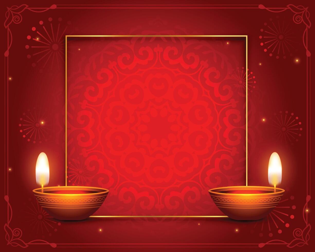 tradicional shubh diwali rojo antecedentes con imagen o texto espacio vector