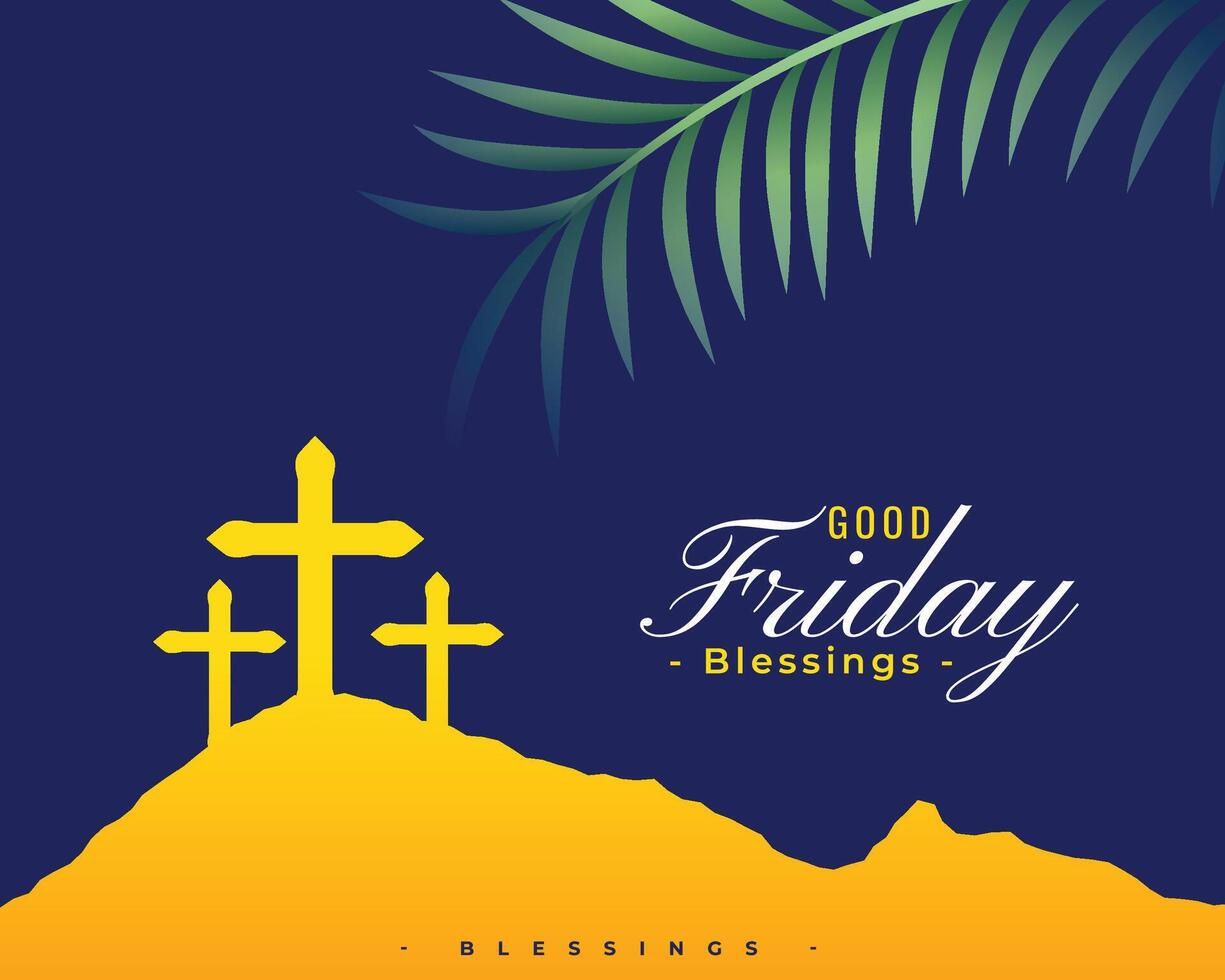decorative good friday cultural background with cross and leaves design vector