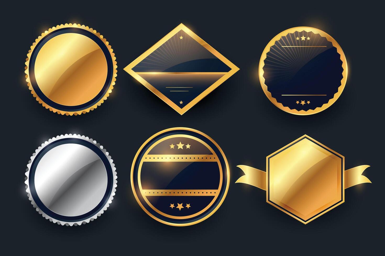 set of shiny and empty badge label element banner design vector