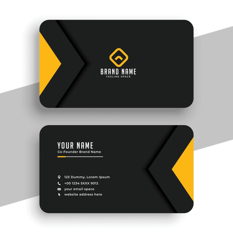 premium dark black business card layout for corporate identity vector