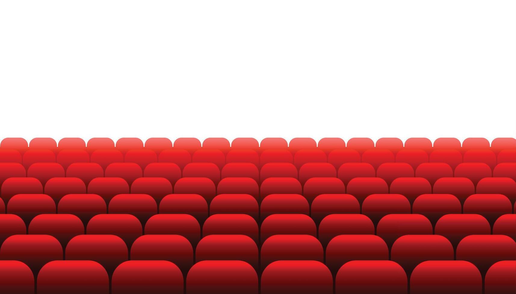 row of red seats movie theater background vector