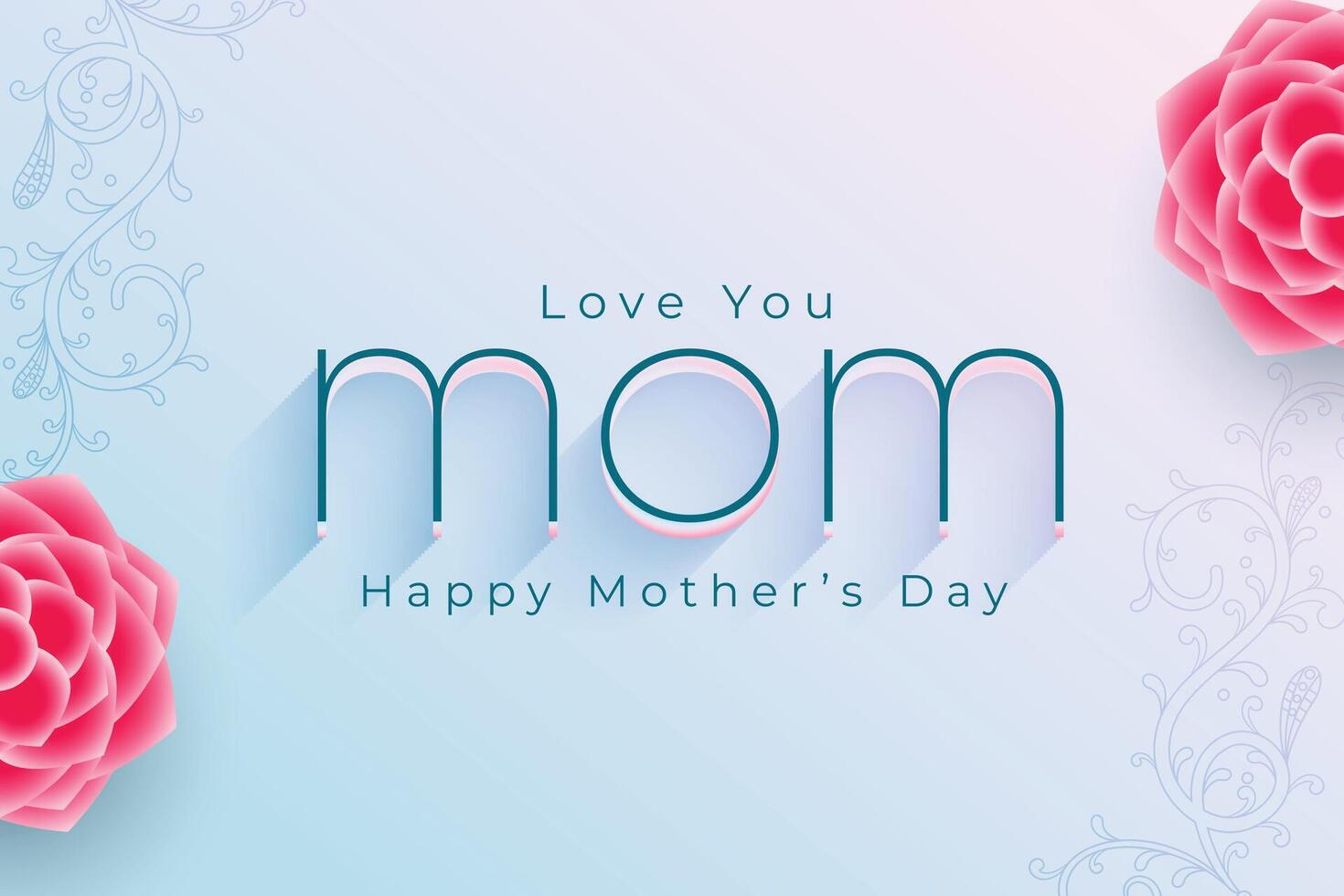 elegant mothers day flower card with love you mom message vector