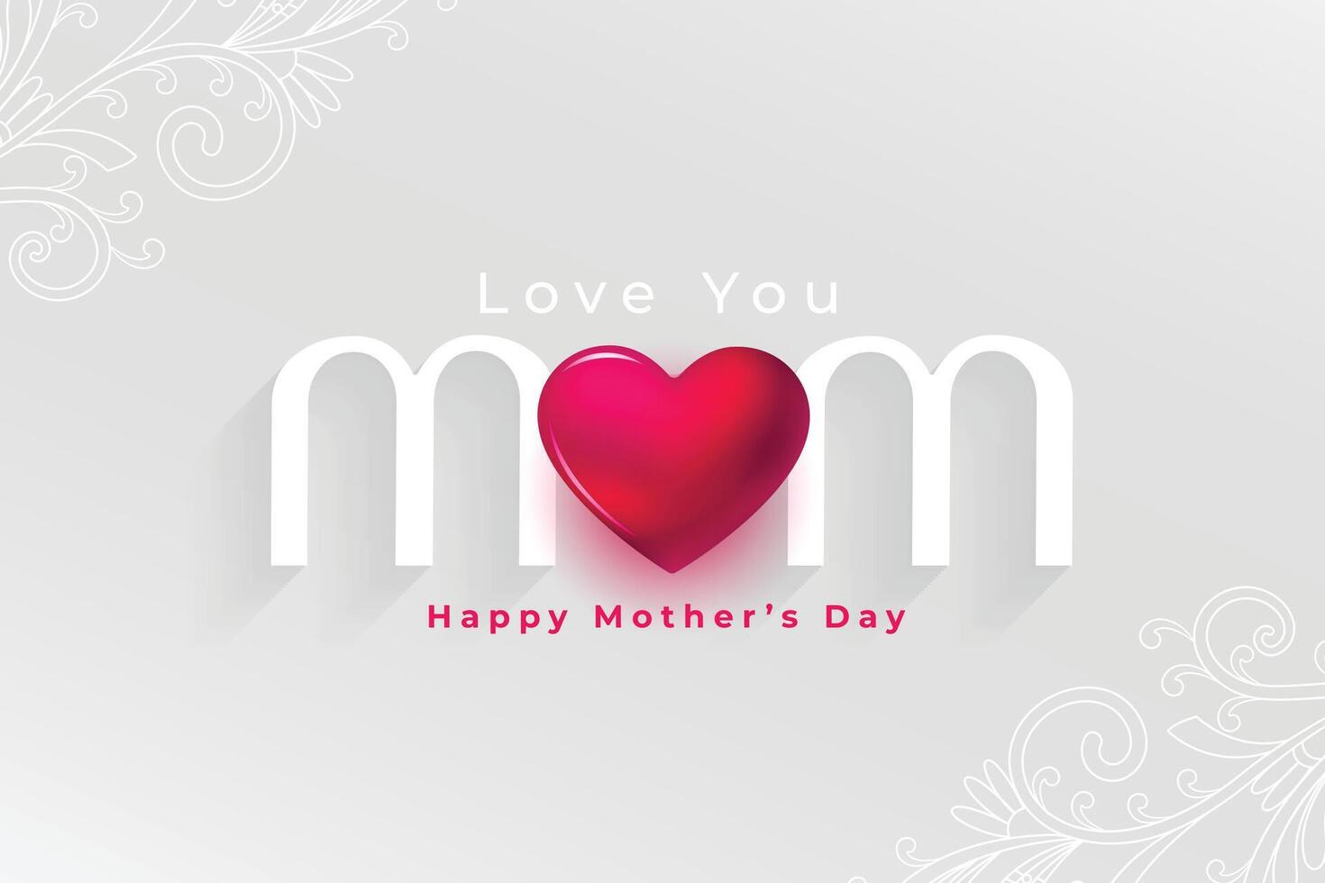 contento madres día 3d corazón amor mensaje tarjeta diseño vector