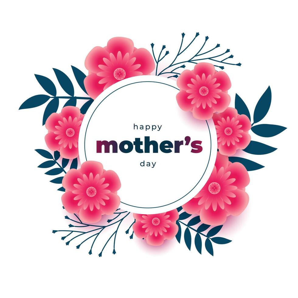 encantador madres día antecedentes con flor marco decoración vector