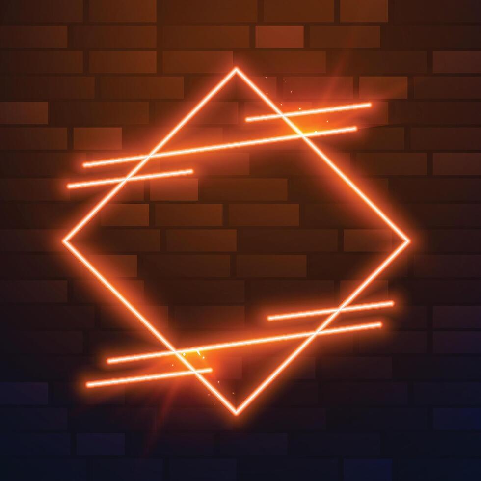 glowing rhombus shape neon frame background for club or show vector