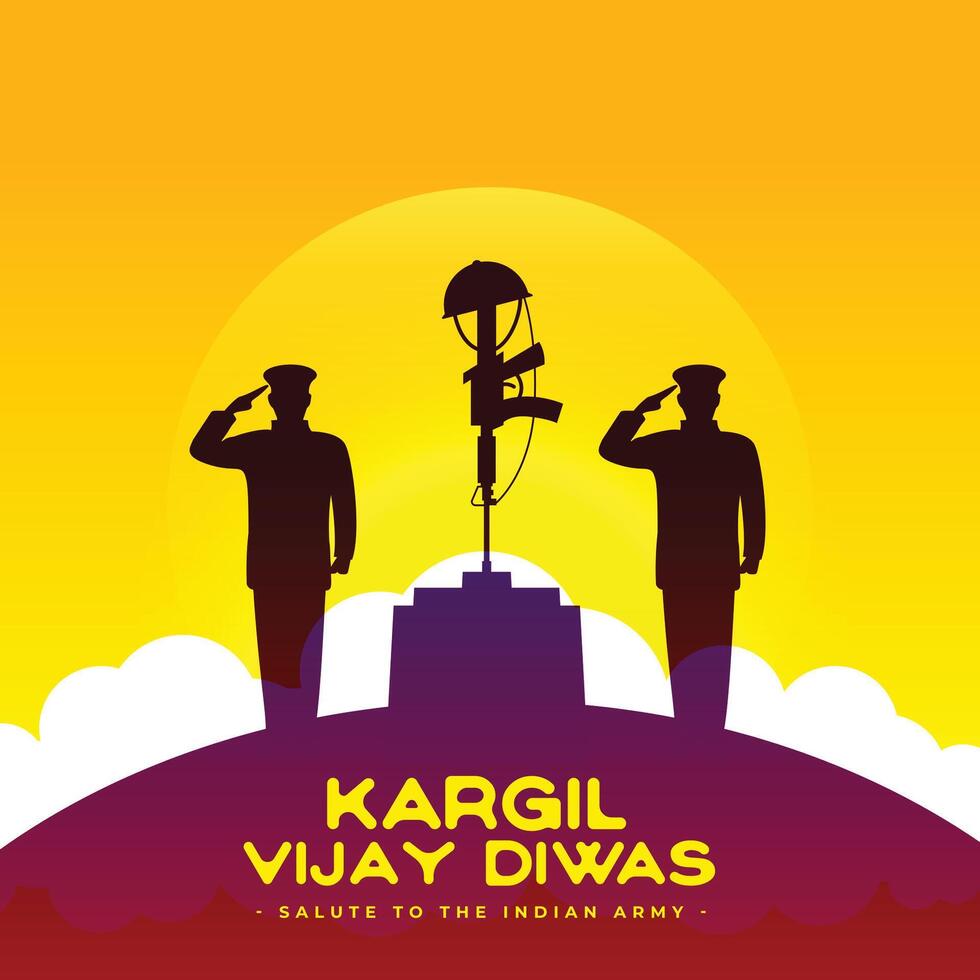 kargil vijay diwas background with indian army soldiers vector