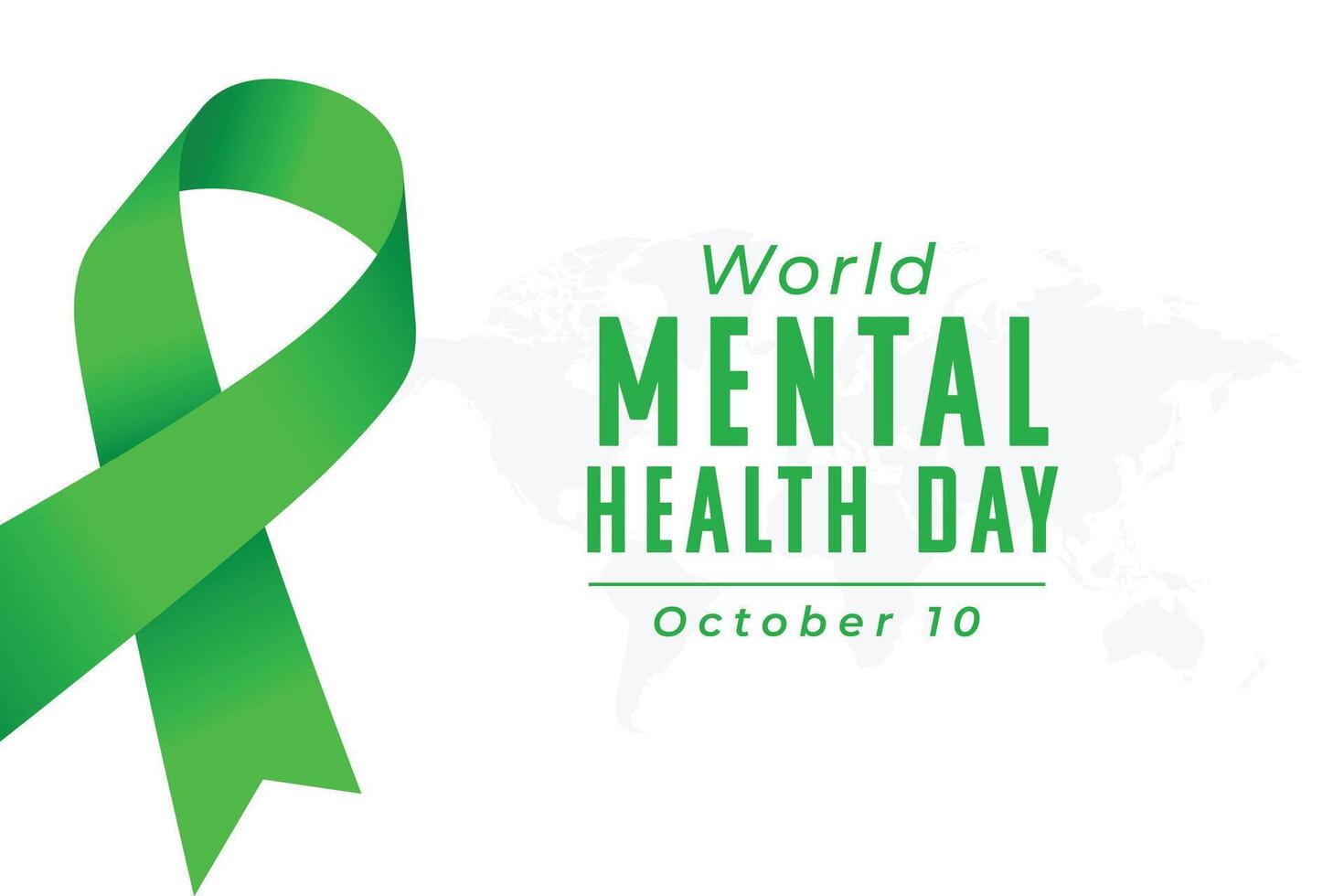 international mental health day background with global map and ribbon vector