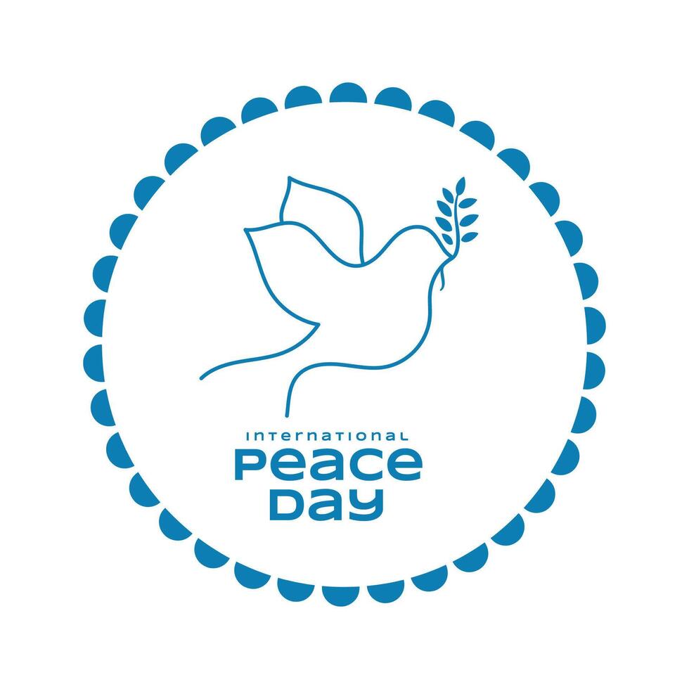21 septiembre mundo paz día tarjeta con línea Arte paloma pájaro vector