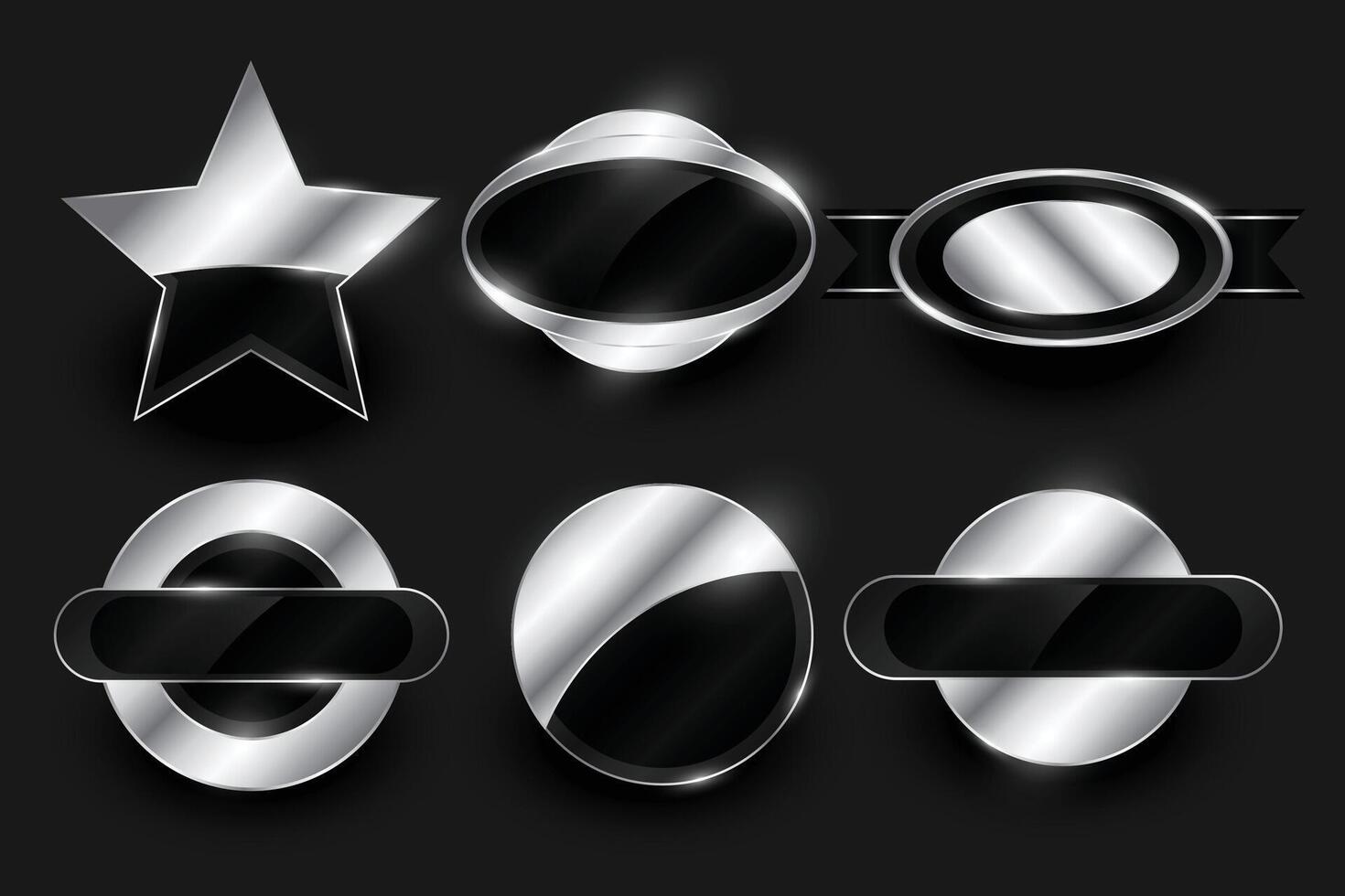 eye catching silver badge element banner in collection of six vector