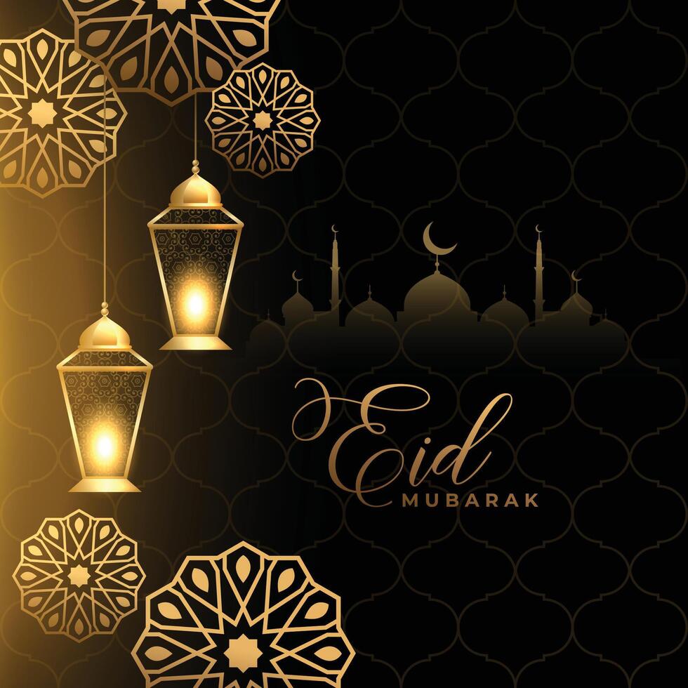 islamic decorative eid mubrak social media wishes greeting design vector