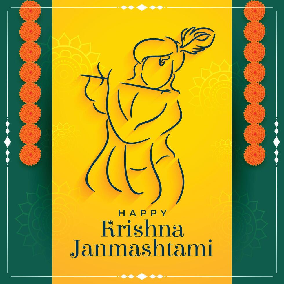 decorativo Krishna janmashtami festival antecedentes con flores vector