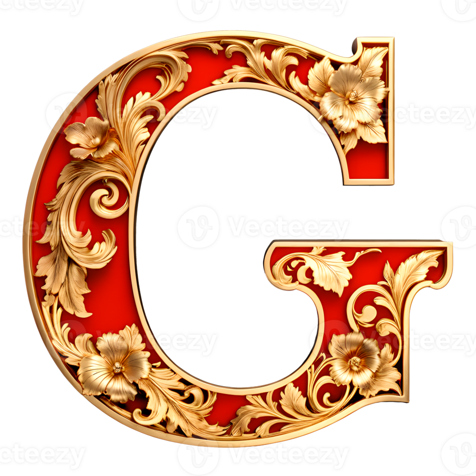 AI generated Red vintage alphabet on transparent background png