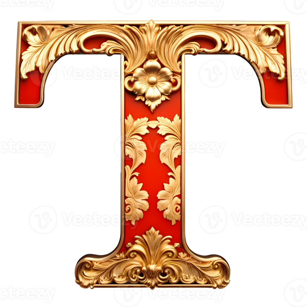 AI generated Red vintage alphabet on transparent background png