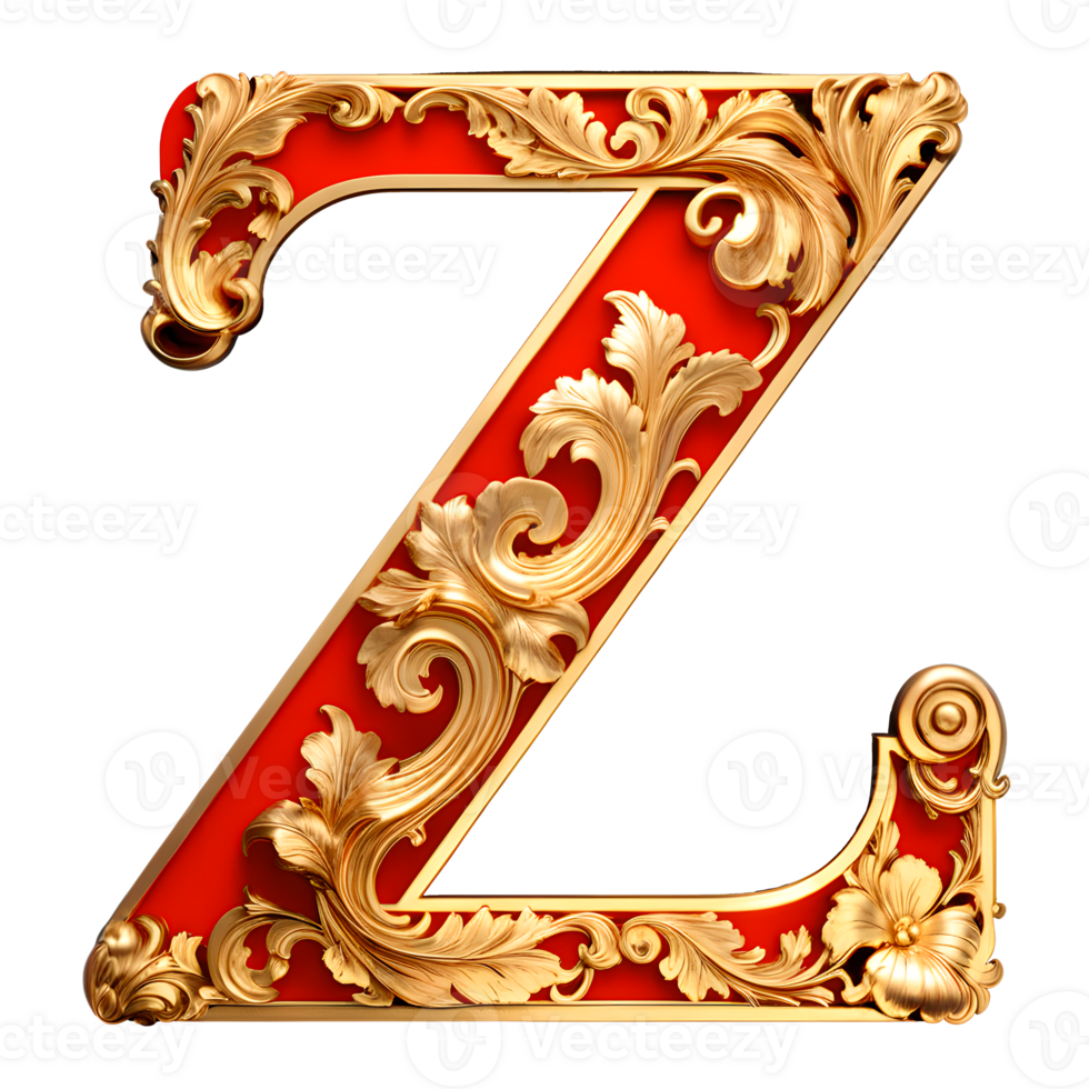 AI generated Red vintage alphabet on transparent background png