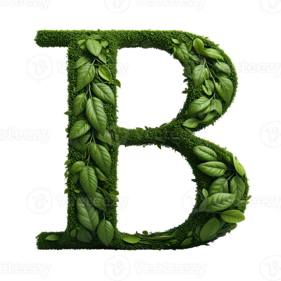 AI generated Alphabet made from leaves. png