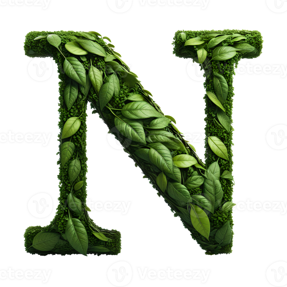 AI generated Alphabet made from leaves. png