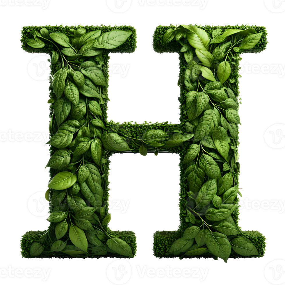 AI generated Alphabet made from leaves. png
