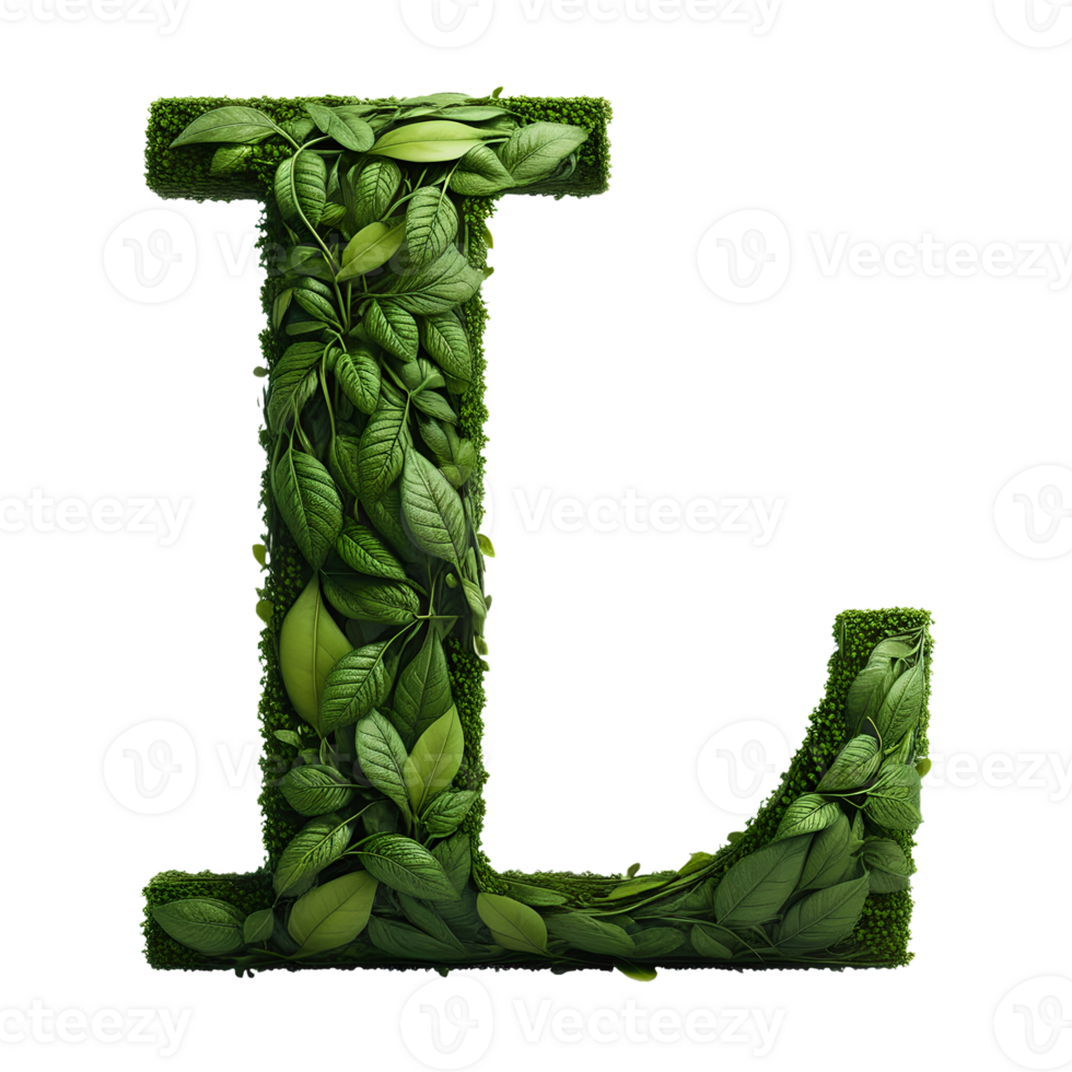 AI generated Alphabet made from leaves. png