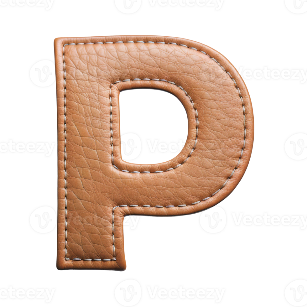 AI generated Leather alphabet on transparent background png