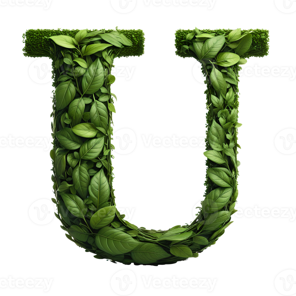 AI generated Alphabet made from leaves. png