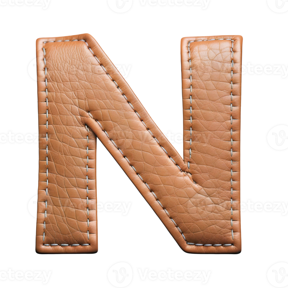 AI generated Leather alphabet on transparent background png