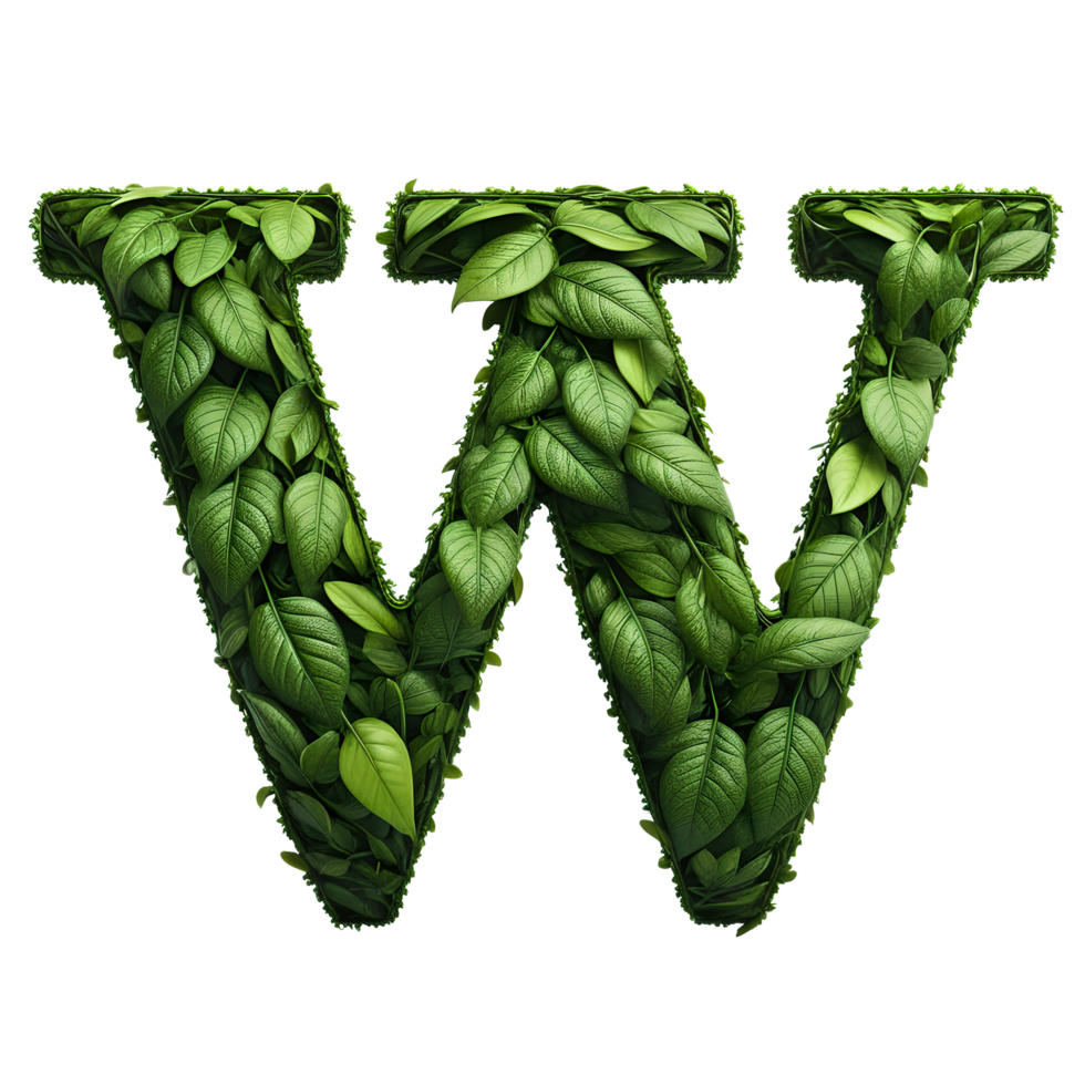 AI generated Alphabet made from leaves. png