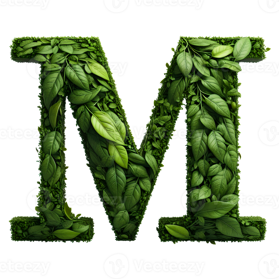 AI generated Alphabet made from leaves. png