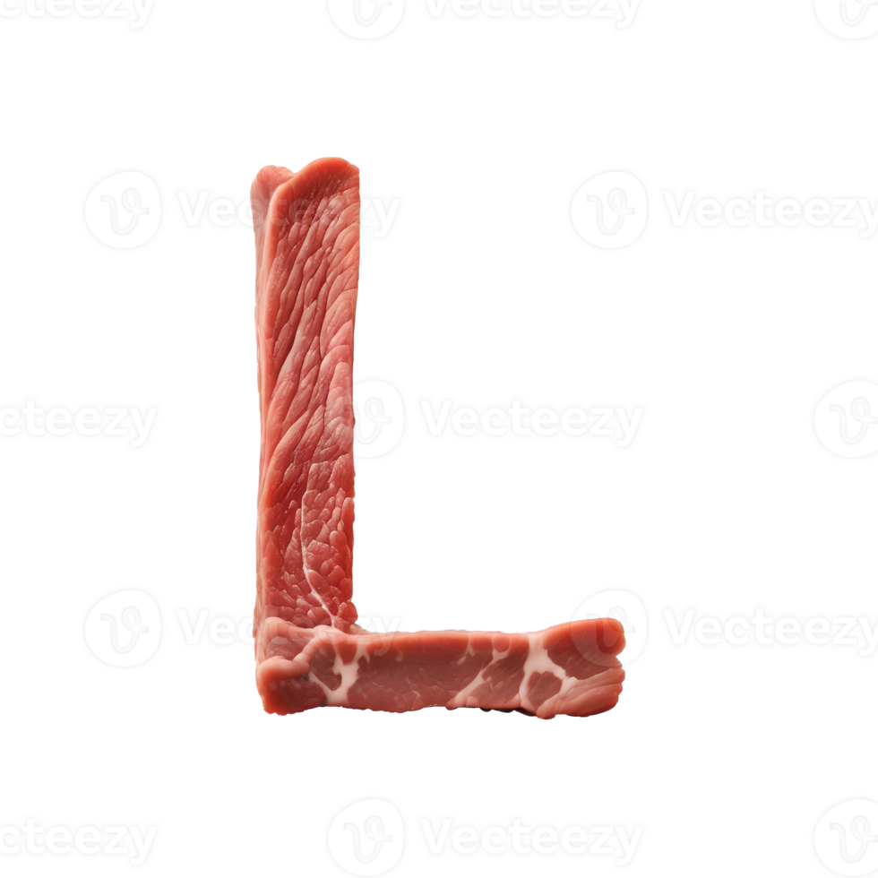AI generated Raw meat alphabet on transparent background png