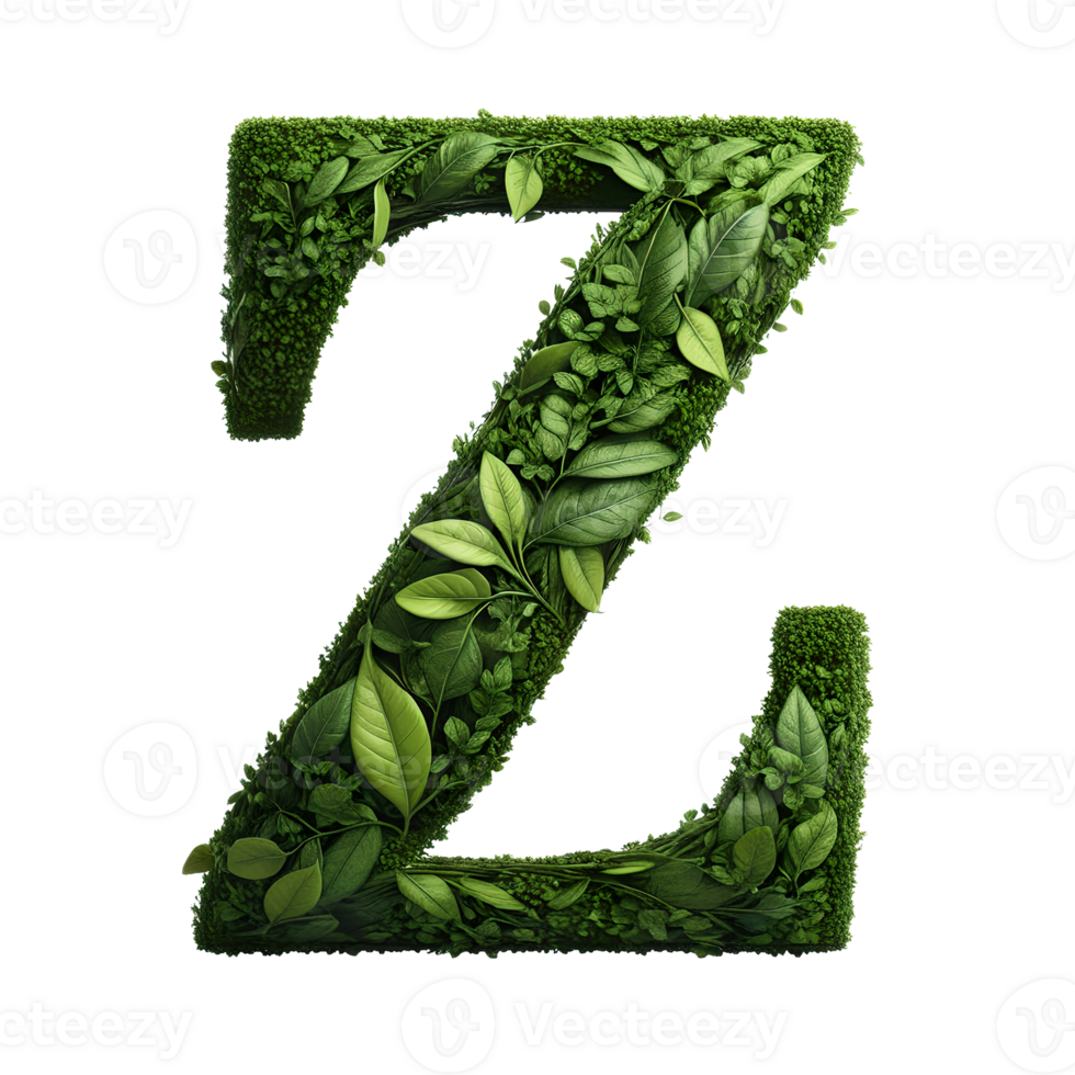 AI generated Alphabet made from leaves. png