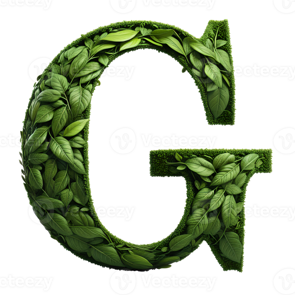 AI generated Alphabet made from leaves. png
