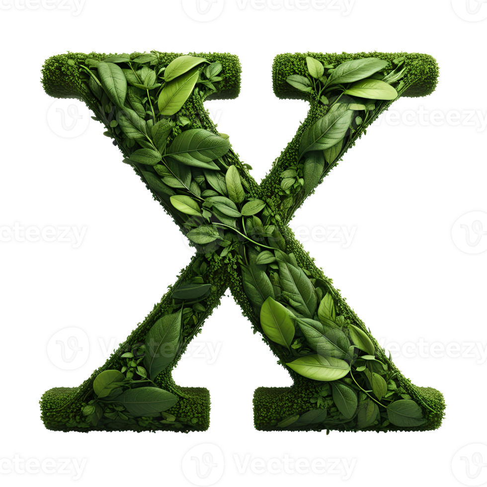 AI generated Alphabet made from leaves. png