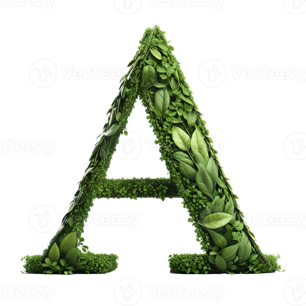 AI generated Alphabet made from leaves. png