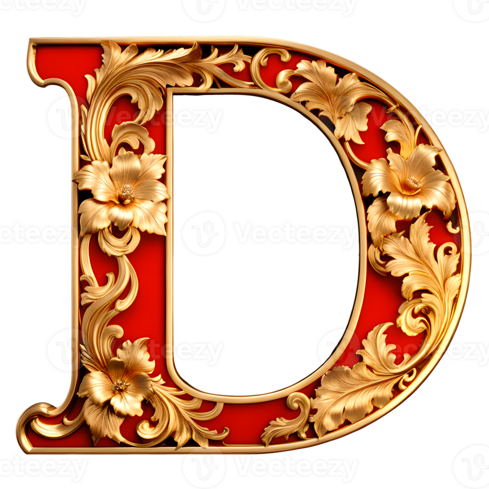 AI generated Red vintage alphabet on transparent background png