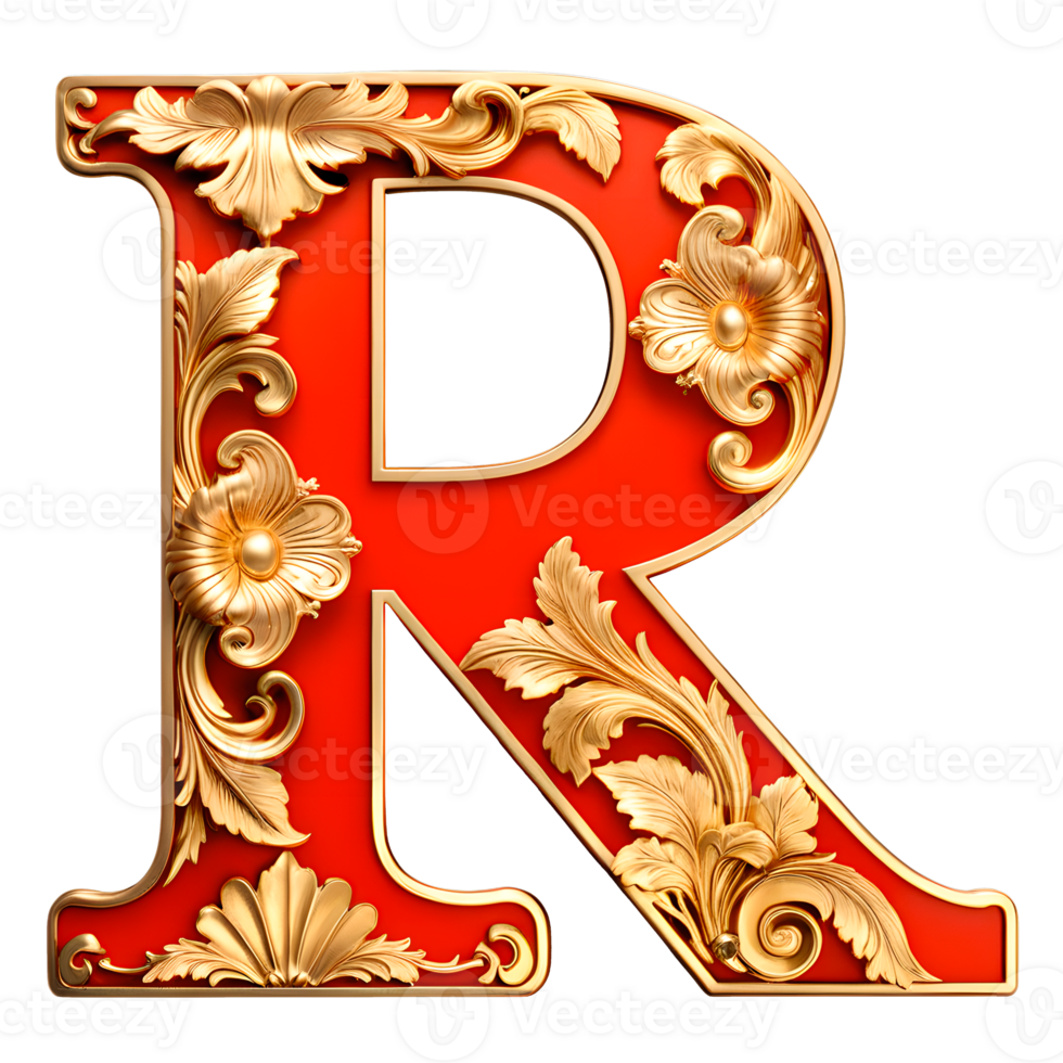 AI generated Red vintage alphabet on transparent background png