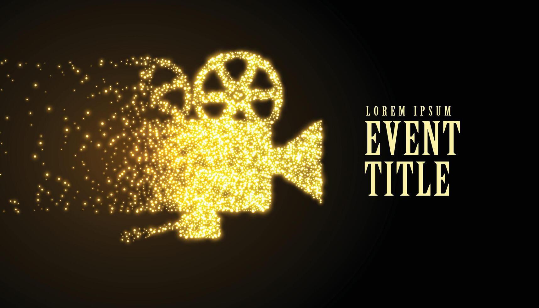 film movie projector made in golden particle sparkle style vector