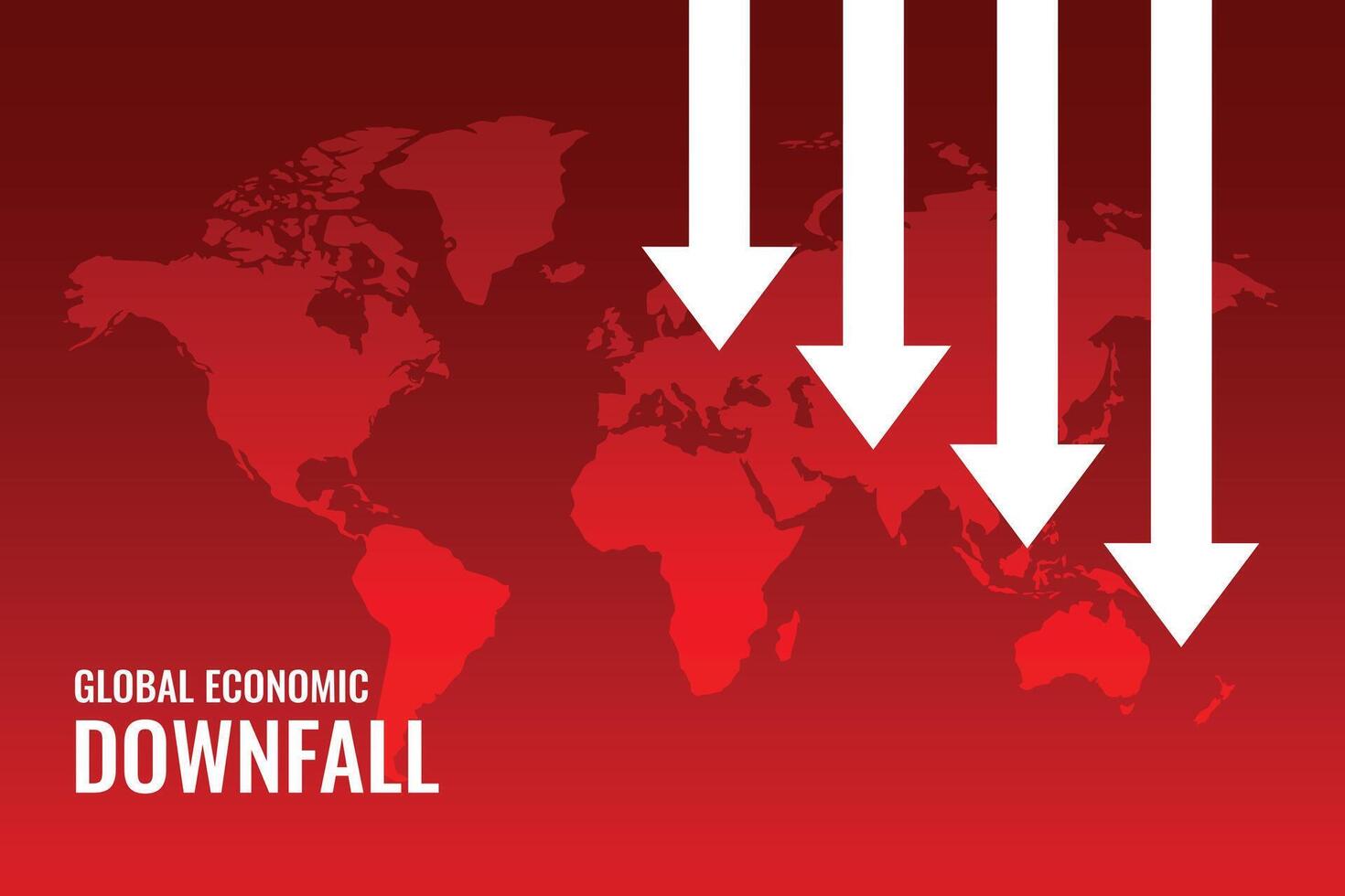 economic downfall red map background vector