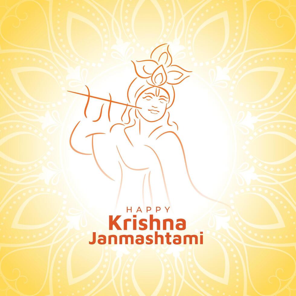 hermosa mano dibujado shree Krishna janmashtami festival tarjeta vector