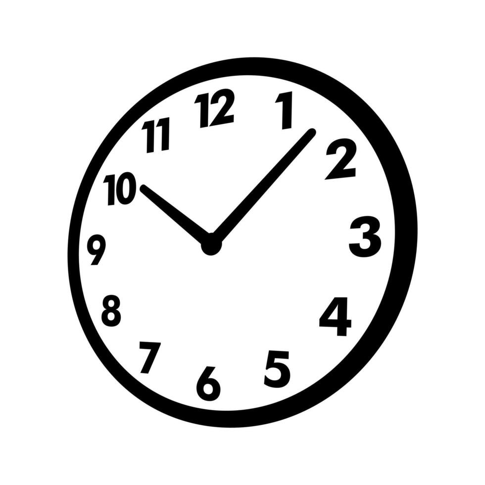 Clock icon with 3D perspective. Simple and minimalist black and white clock. vector
