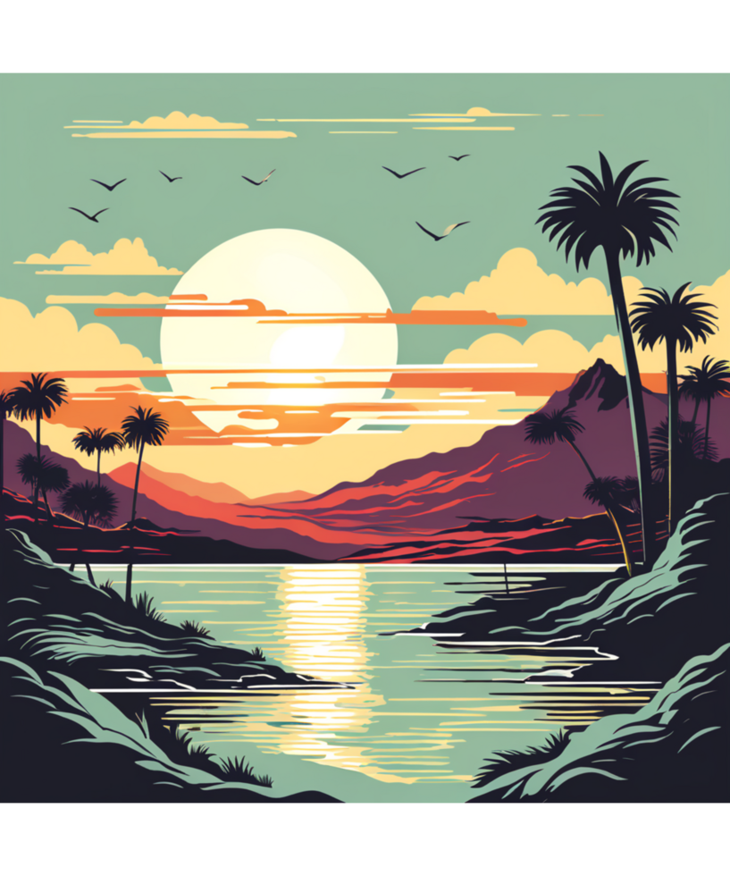 AI generated Retro Vintage Illustration Tshirt Design png