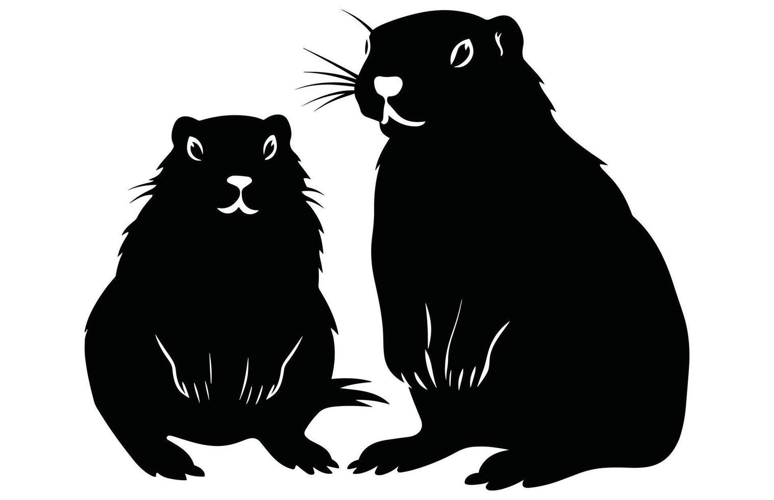 marmota Pareja silueta diseño, marmota Pareja negro vector diseño ,