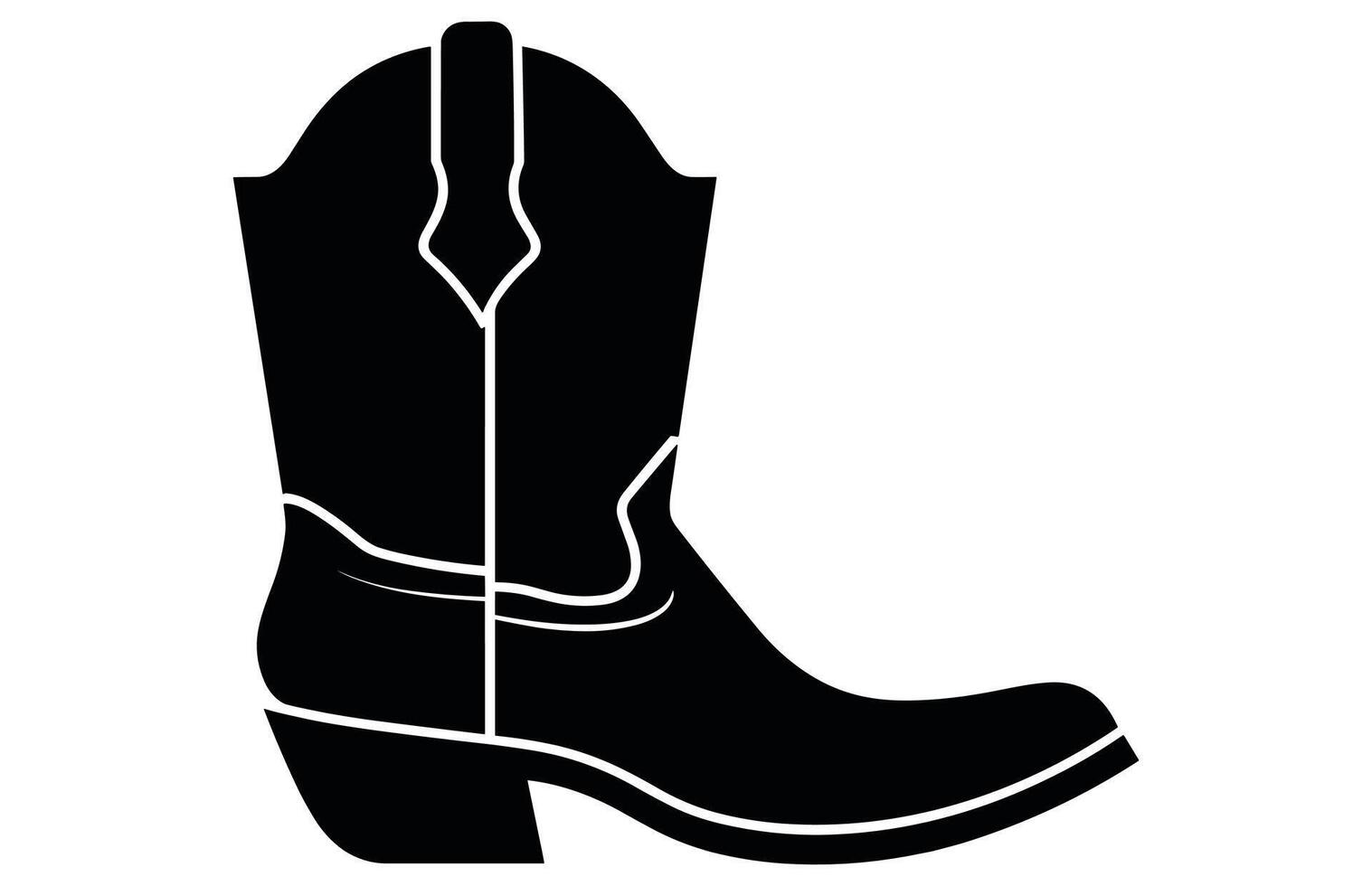 Cowboy boots with ornament. Cowboy western and wild west theme.Cowboy boot Illustration. Cowboy boot heels vector silhouette illustration set.
