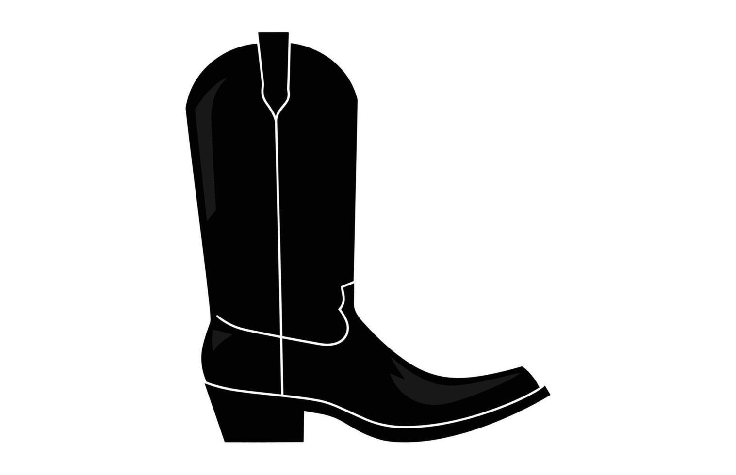Cowboy boots with ornament. Cowboy western and wild west theme.Cowboy boot Illustration. Cowboy boot heels vector silhouette illustration set.