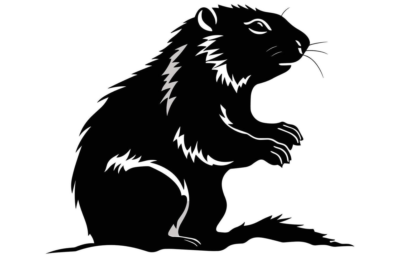 marmota pensando silueta diseño, marmota pensando negro vector diseño ,