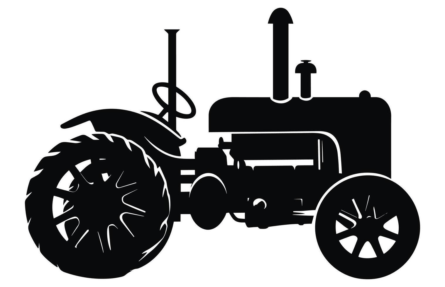 Steampunk Tractor Silhouette, Tractors Vector Silhouette,Tractor Silhouettes Modern and Antique,