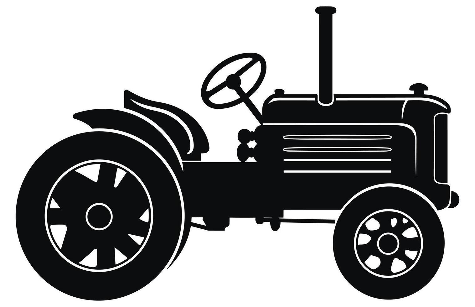 Steampunk Tractor Silhouette, Tractors Vector Silhouette,Tractor Silhouettes Modern and Antique,