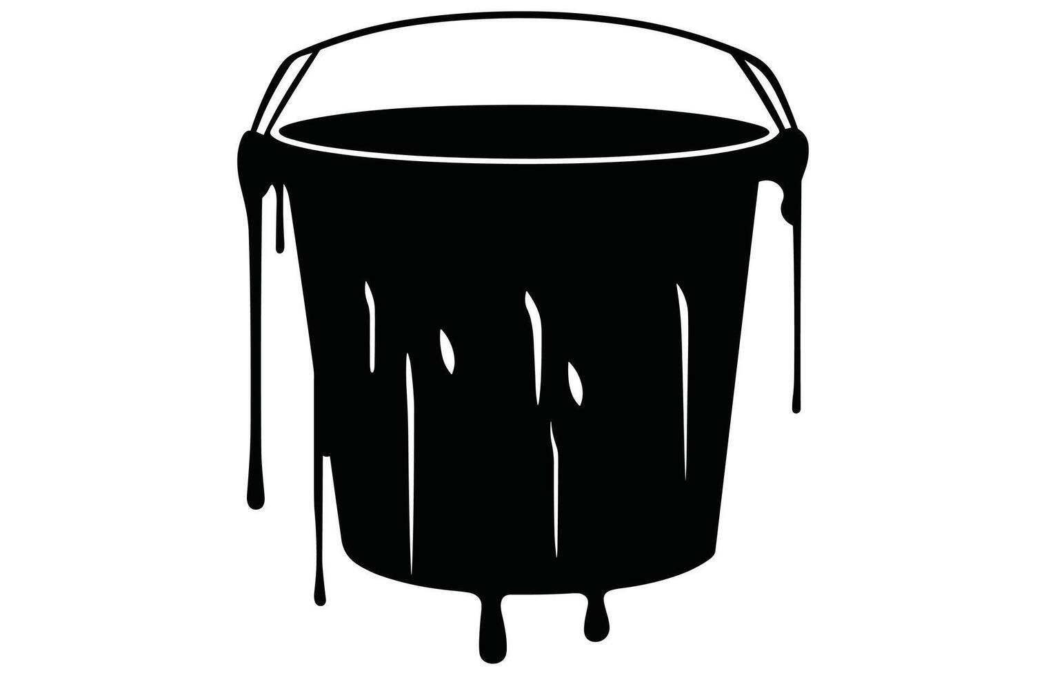 Paint Melting Bucket silhouette, Paint Bucket Icon Flat Graphic Design vector