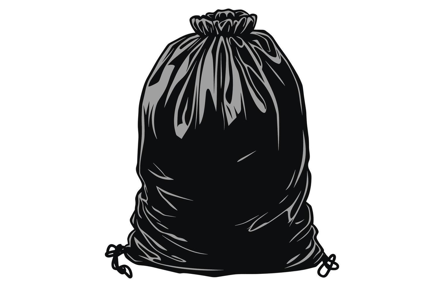 basura bolso silueta icono, paquetes con basura vector ilustración de grande negro el plastico bolsas.